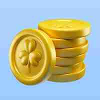 PSD gratuit st patrick's day shamrock coins icon render