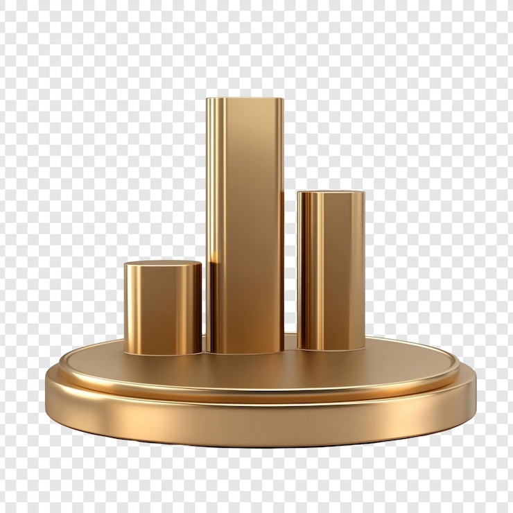 PSD gratuit stand d'affichage cylindrique doré rendu en 3d