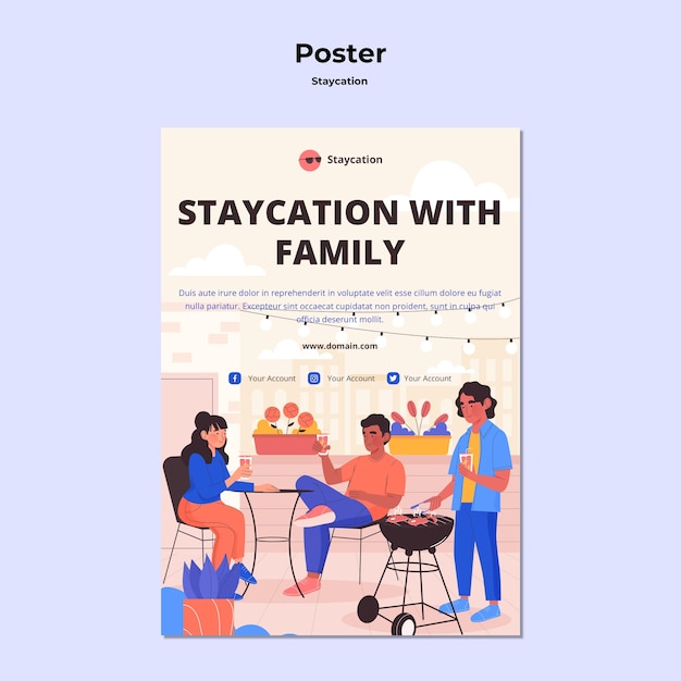 Staycation avec conception d'affiche familiale