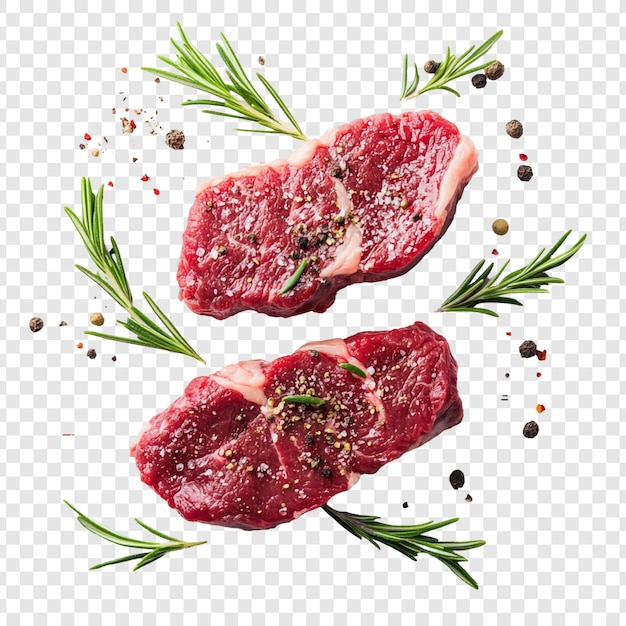 Des steaks juteux et crus prêts à griller