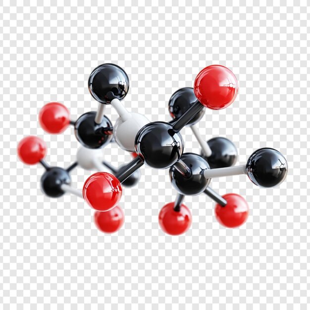 Structure moléculaire intrigante Atomes rouges, noirs et blancs Connexions scientifiques