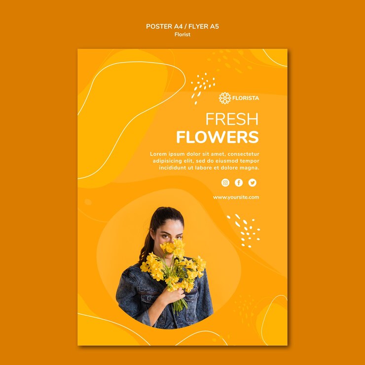 PSD gratuit style d'affiche de concept de fleuriste