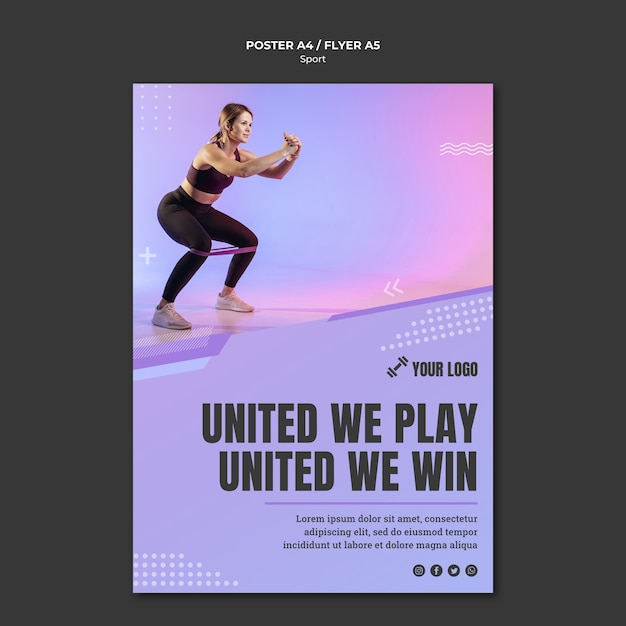 PSD gratuit style d'affiche de concept de sport