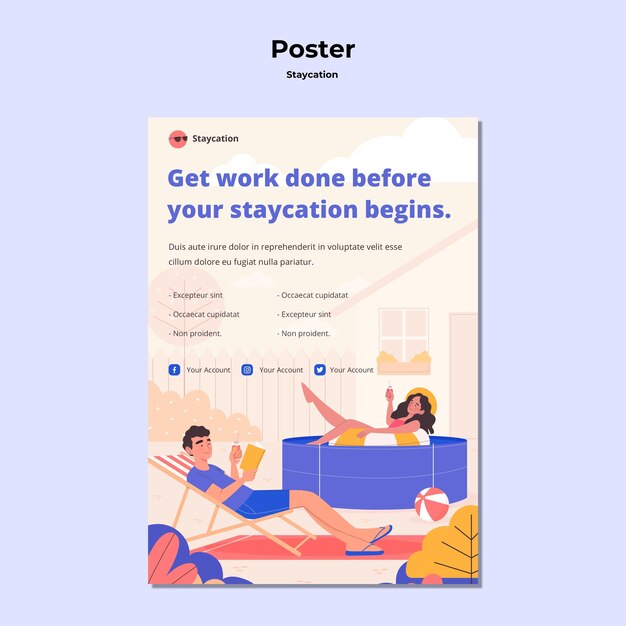 Style d'affiche concept Staycation