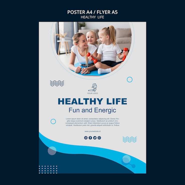 PSD gratuit style d'affiche de concept de vie saine