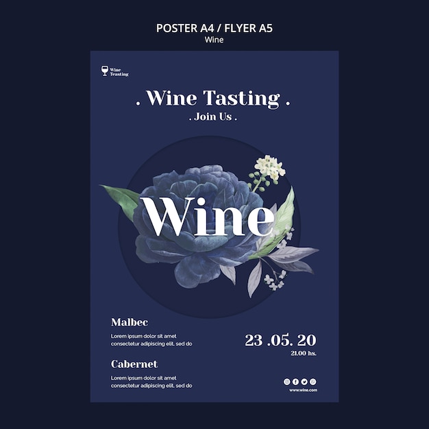 PSD gratuit style d'affiche d'événement de dégustation de vin