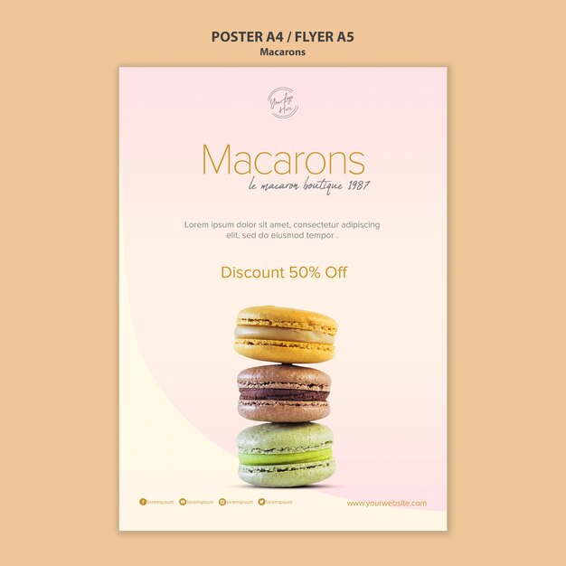 Style d'affiche de vente de macarons