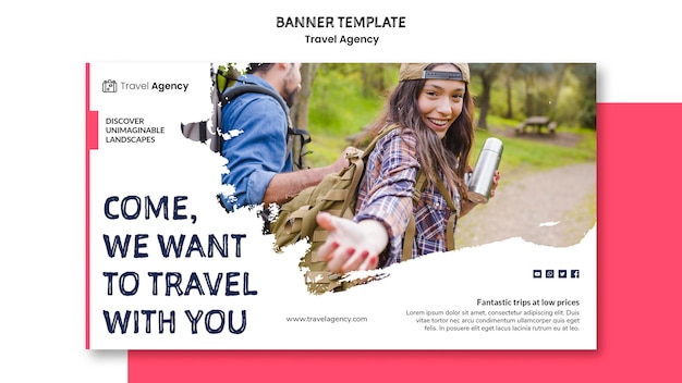 PSD gratuit style de bannière d'agence de voyage