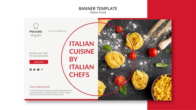 PSD gratuit style de bannière de cuisine italienne