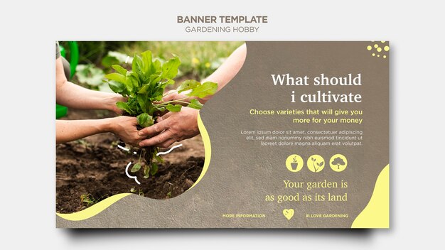 Style de bannière de passe-temps de jardinage