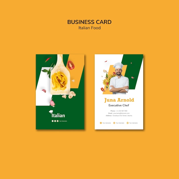 PSD gratuit style de carte de visite de cuisine italienne