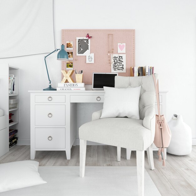 PSD gratuit style de chambre intérieur moderne