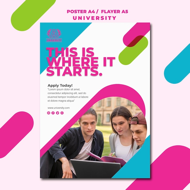 Style de flyer universitaire de concept d'éducation
