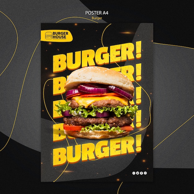 PSD gratuit style de modèle d'affiche burger