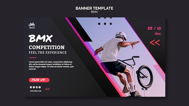 PSD gratuit style de modèle de bannière horizontale bmx