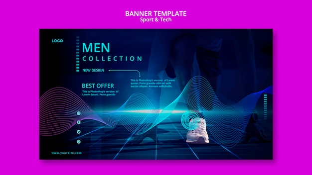 PSD gratuit style de modèle de bannière sport et technologie