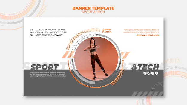 PSD gratuit style de modèle de bannière sport et technologie