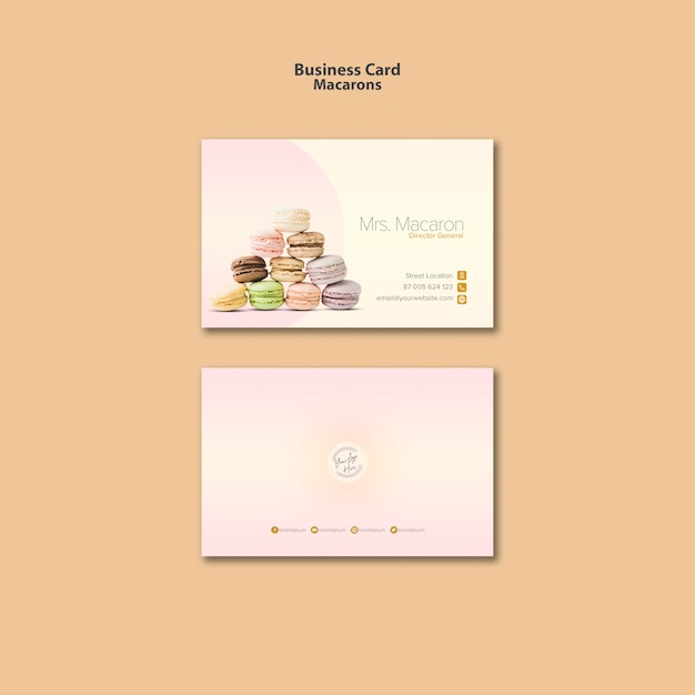 PSD gratuit style de modèle de carte de visite de macarons