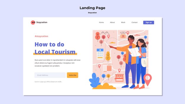 Style de page de destination du concept Staycation