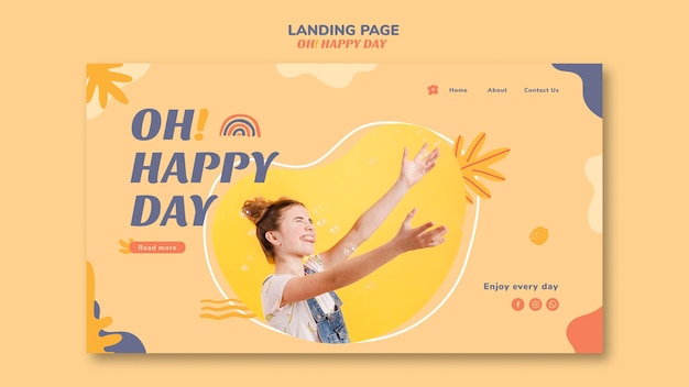 PSD gratuit style de page de destination pour le concept happy day