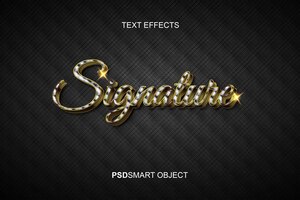 Style de texte 3d or signature effet de texte modifiable de luxe