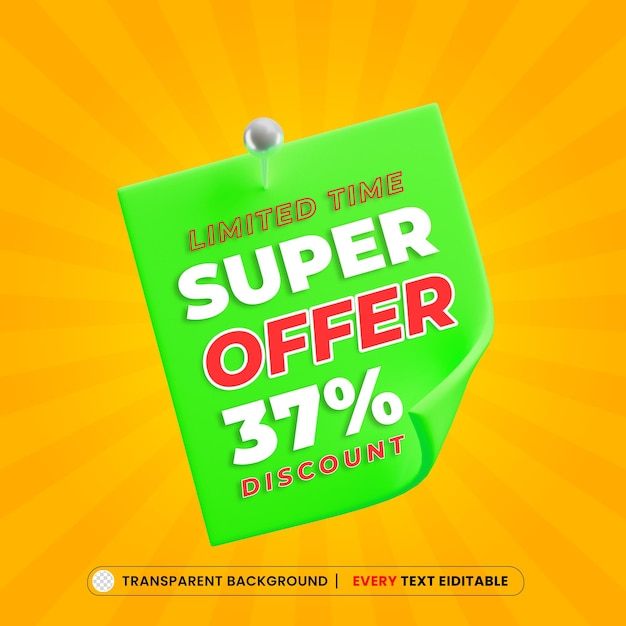 Super Offre 37 Hors Bannière De Promotion Avec Effet De Texte Modifiable