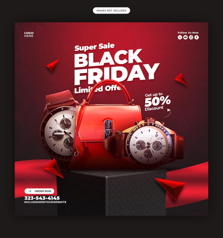 PSD gratuit super vente du black friday bannière de médias sociaux ou modèle de post instagram
