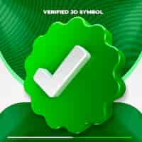 PSD gratuit symbole 3d isolé les médias sociaux vérifient l'icône vérifié ok vert et blanc