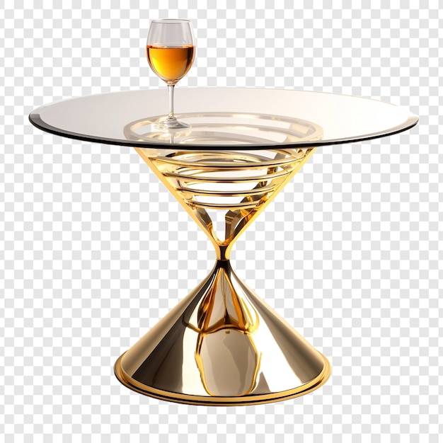 Table Avec Du Verre Haut De Gamme Orné D'un Beau Or Isolé Sur Un Fond Transparent