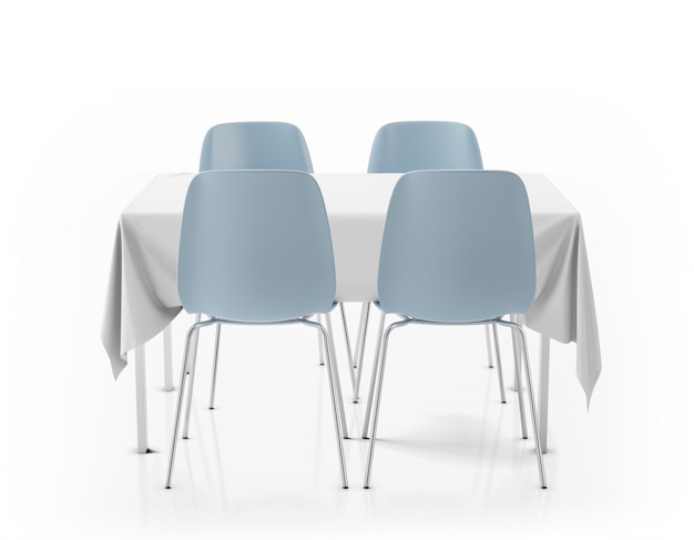 PSD gratuit table avec nappe et chaises
