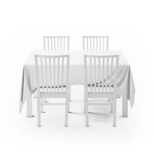 PSD gratuit table avec nappe et chaises