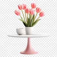 PSD gratuit table de tulipes isolée sur un fond transparent