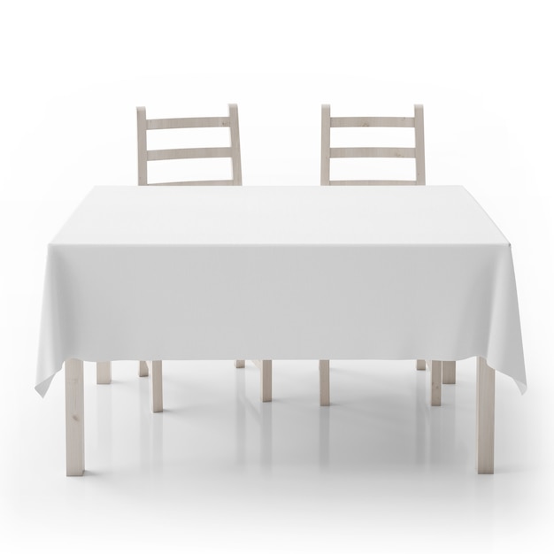 Table vide et chaises isolées