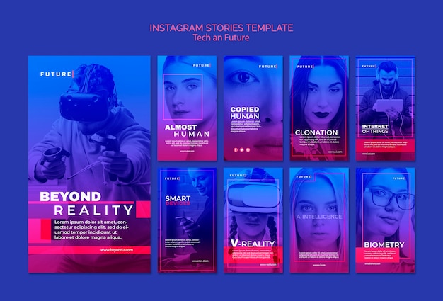 PSD gratuit tech et futur concept instagram stories