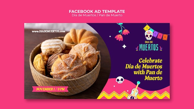 PSD gratuit template de facebook pour la célébration du jour des morts