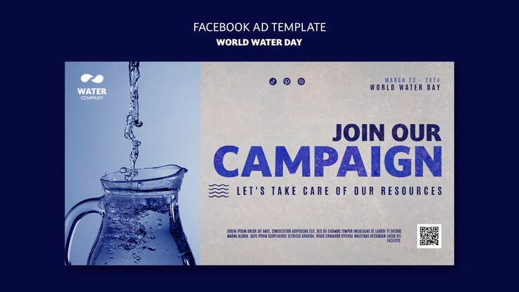 PSD gratuit template de facebook pour la célébration de la journée mondiale de l'eau