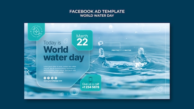 PSD gratuit template de facebook pour la célébration de la journée mondiale de l'eau