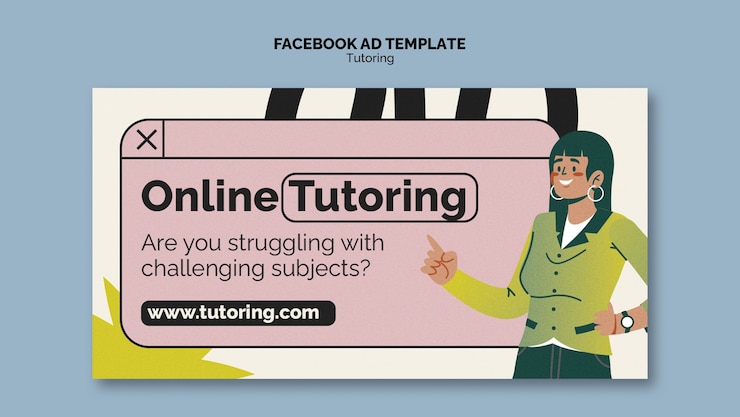 PSD gratuit template facebook pour le tutorat de conception à plat