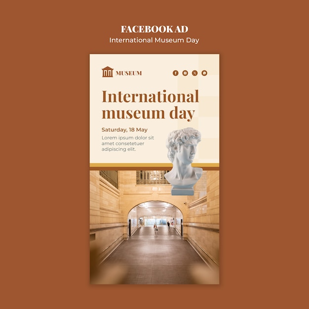 PSD gratuit template de la journée internationale des musées sur facebook