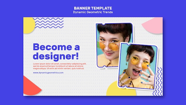 PSD gratuit tendances géométriques dans le modèle de bannière de conception graphique