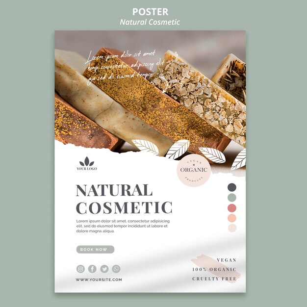 Thème de l'affiche des cosmétiques naturels