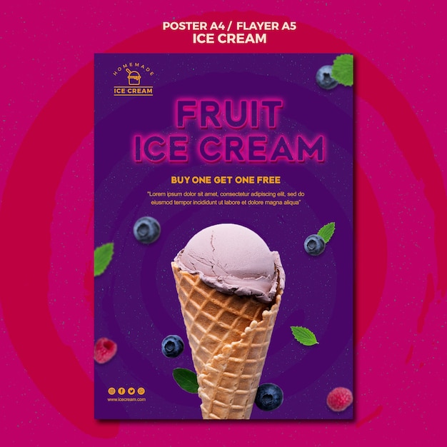 PSD gratuit thème d'affiche de crème glacée