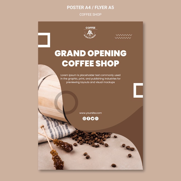 PSD gratuit thème de l'affiche du café