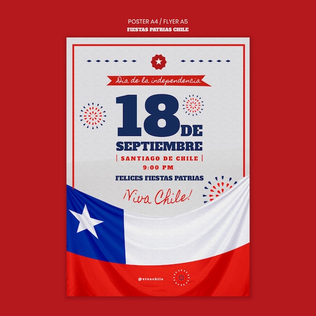 PSD gratuit thème de l'affiche de la journée internationale du chili