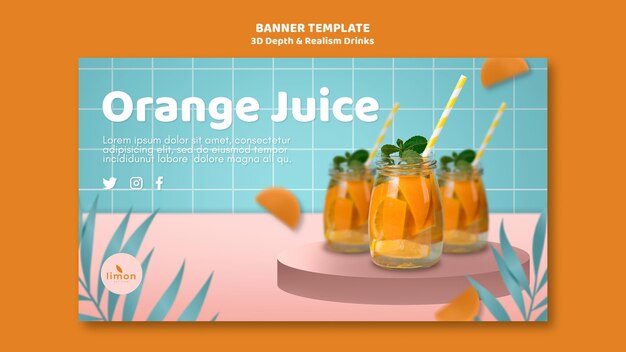 Thème de bannière de boissons de profondeur et de réalisme 3d