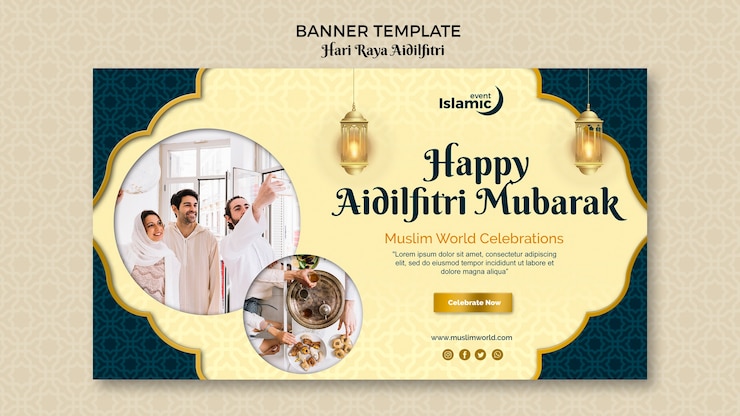 PSD gratuit thème de la bannière hari raya aidilfitri