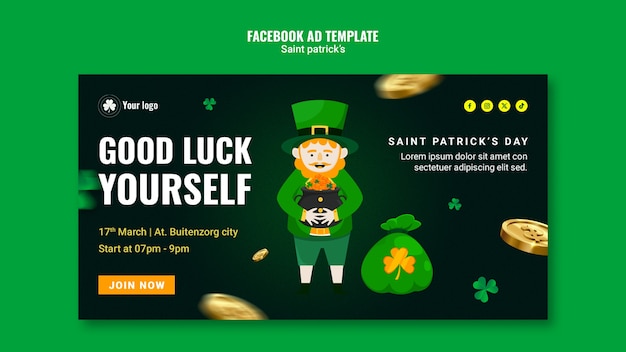 PSD gratuit le thème de la célébration de la saint-patrick sur facebook