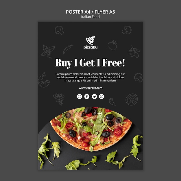 PSD gratuit thème du modèle d'affiche de cuisine italienne