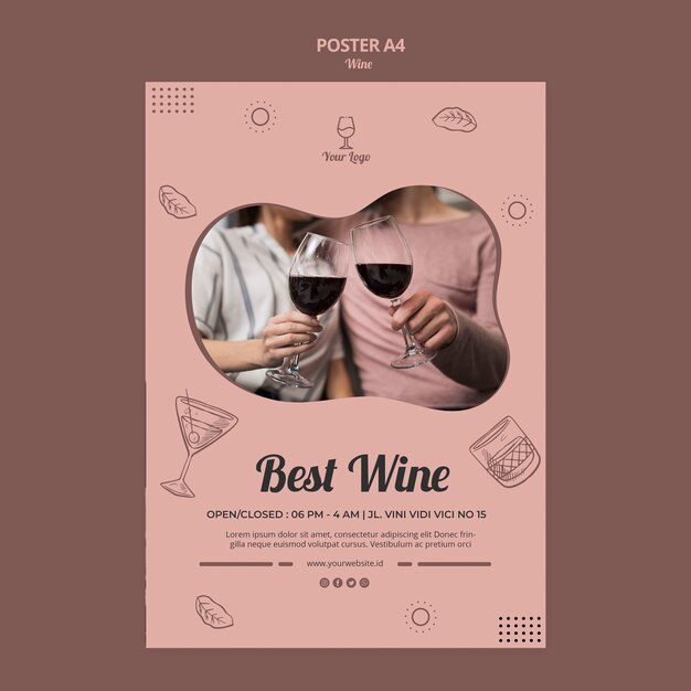 PSD gratuit thème du modèle d'affiche de vin