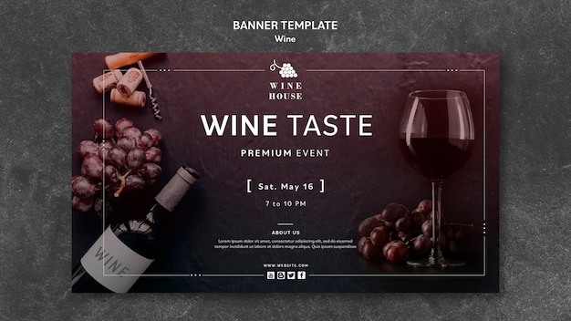 Thème du modèle de bannière de vin
